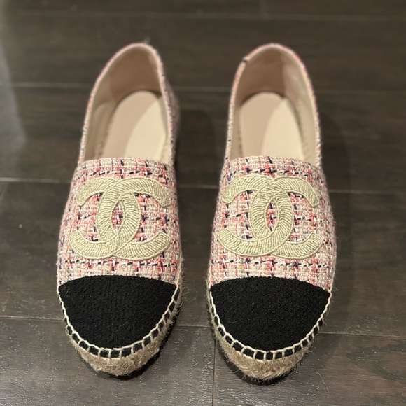 Authentic Chanel Pink Tweed Espadrilles size 9B/39 - Picture 2 of 7